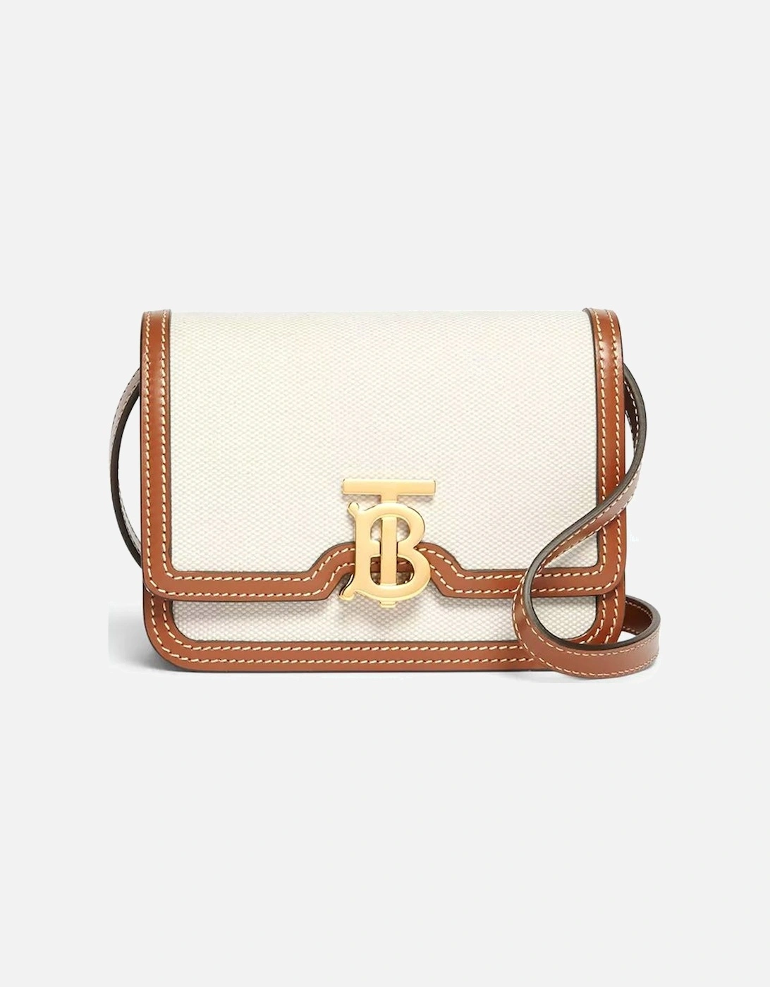 Burberry Women's Cream Mini Tb Canvas & Leather Shoulder Bag - Size: Uni