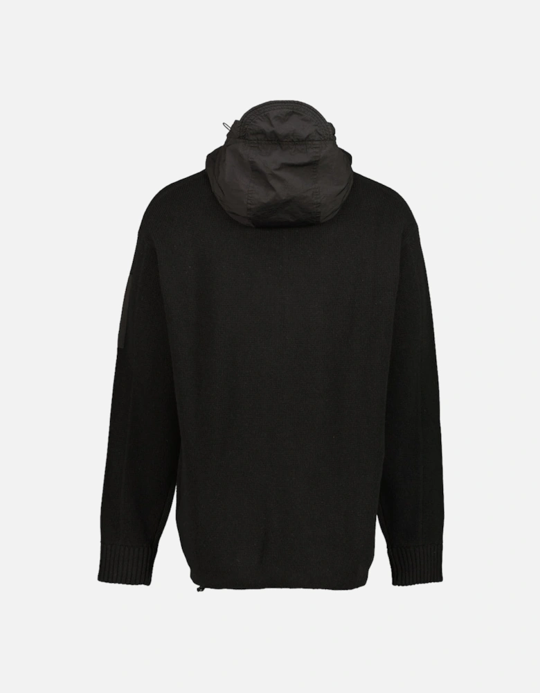 Lambswool Mixed Quarter Zip Hooded Lens Knit
