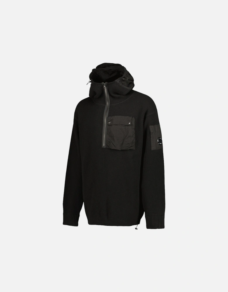 Lambswool Mixed Quarter Zip Hooded Lens Knit