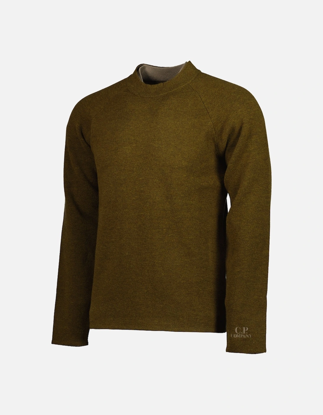 Double Crewneck Embroidered Cuff Logo Knit