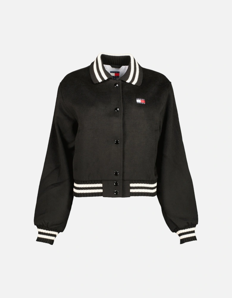 Ladies Cropped Wool Varsity Jacket