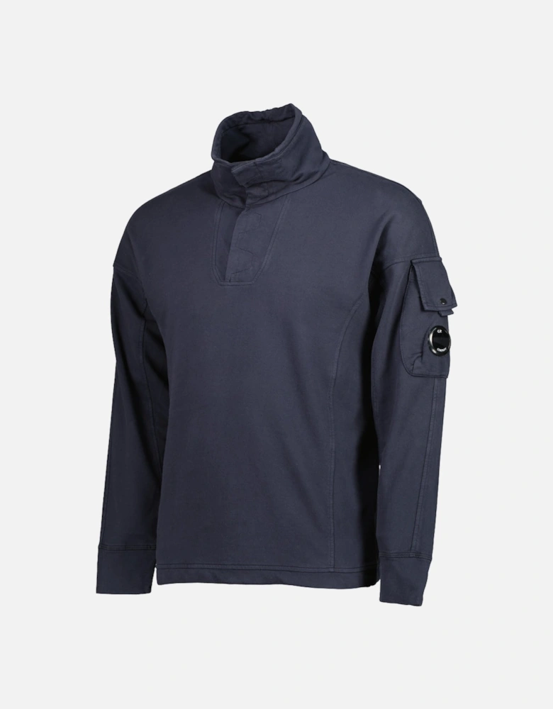 Light Fleece Polo Collar Lens Sweatshirt