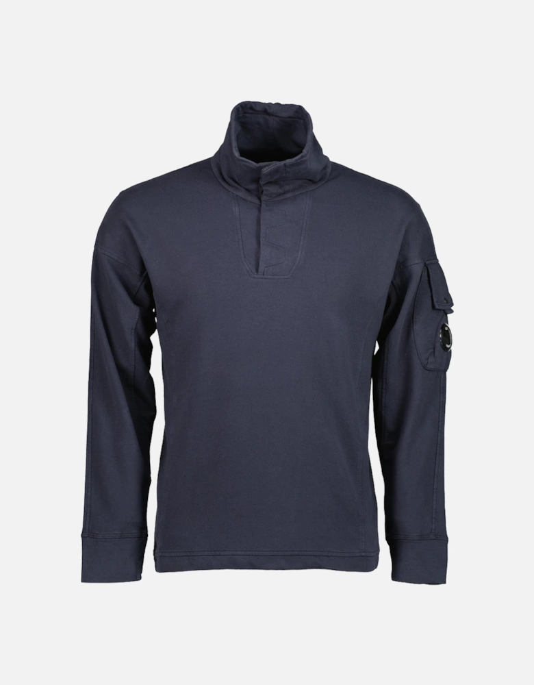 Light Fleece Polo Collar Lens Sweatshirt