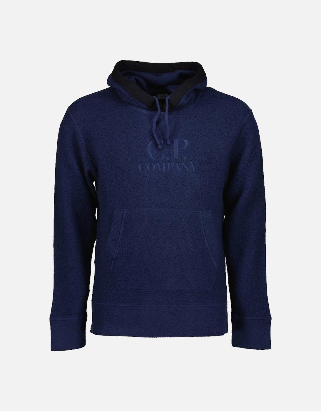 Cp Company Men's Navy Wool Polar Fleece Logo Hoodie - Size: 46