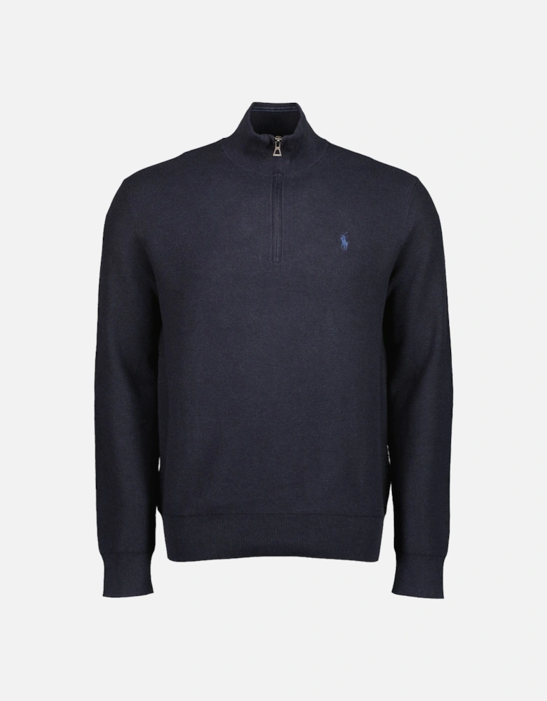 Mesh-Knit Cotton Quarter Zip Jumper