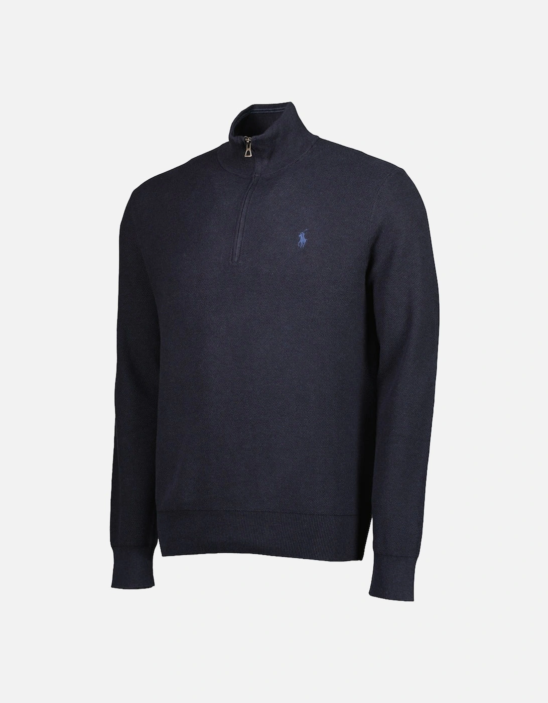 Mesh-Knit Cotton Quarter Zip Jumper