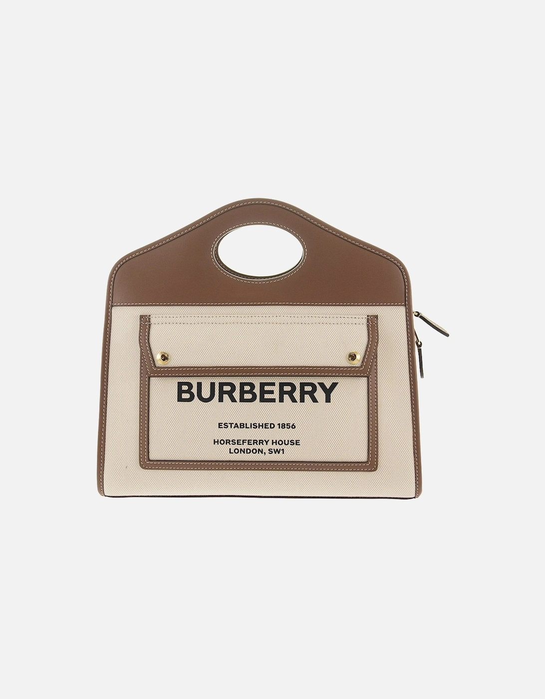 Burberry Women's Brown Small Pocket Canvas Tote Bag - Size: Uni