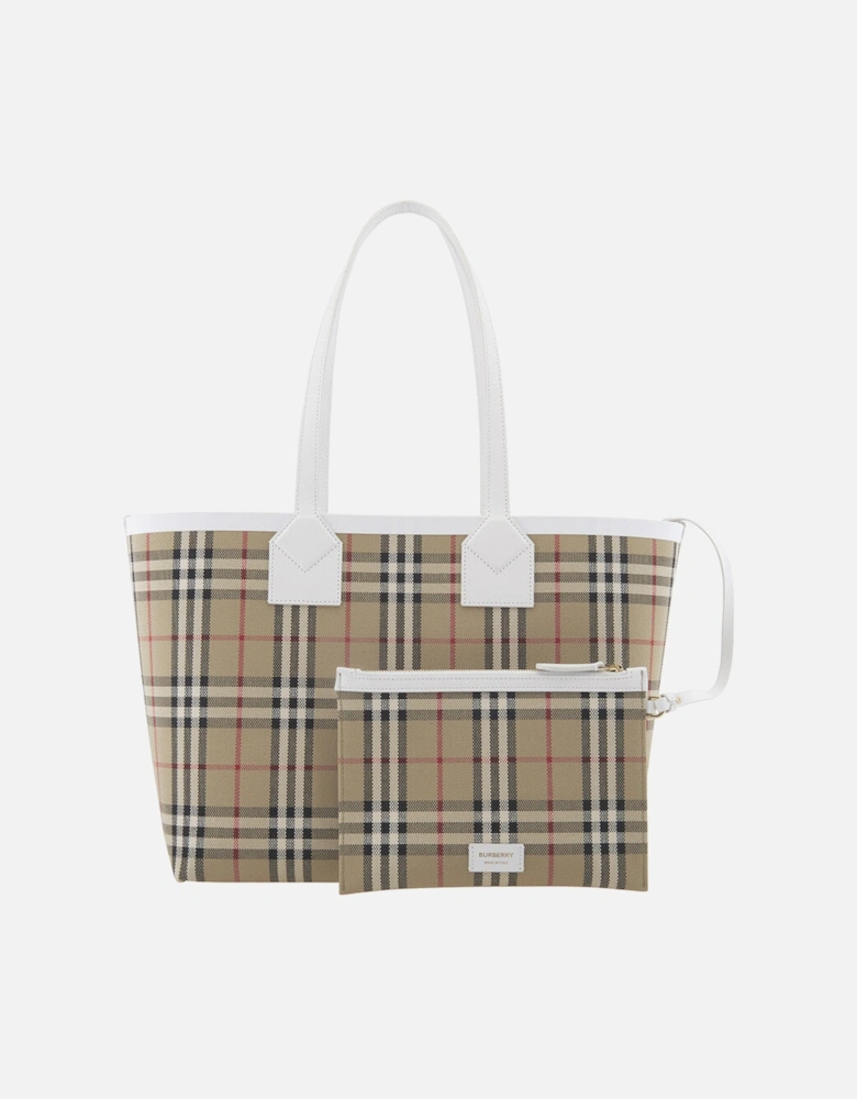 Check Cotton Canvas Medium London Tote