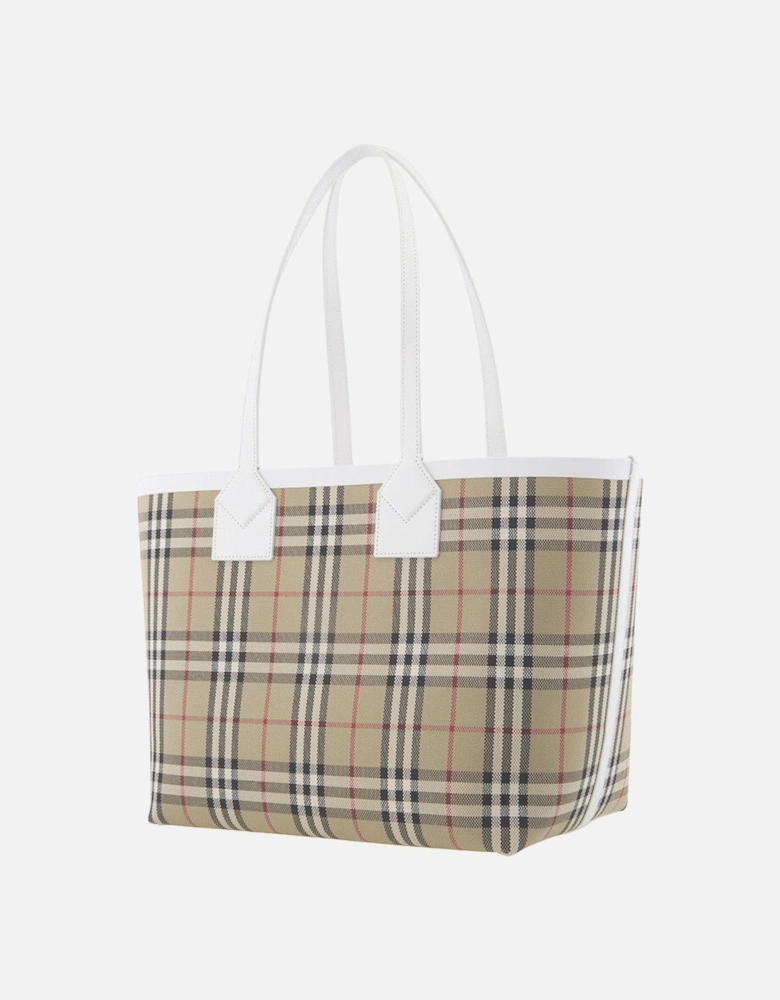 Check Cotton Canvas Medium London Tote