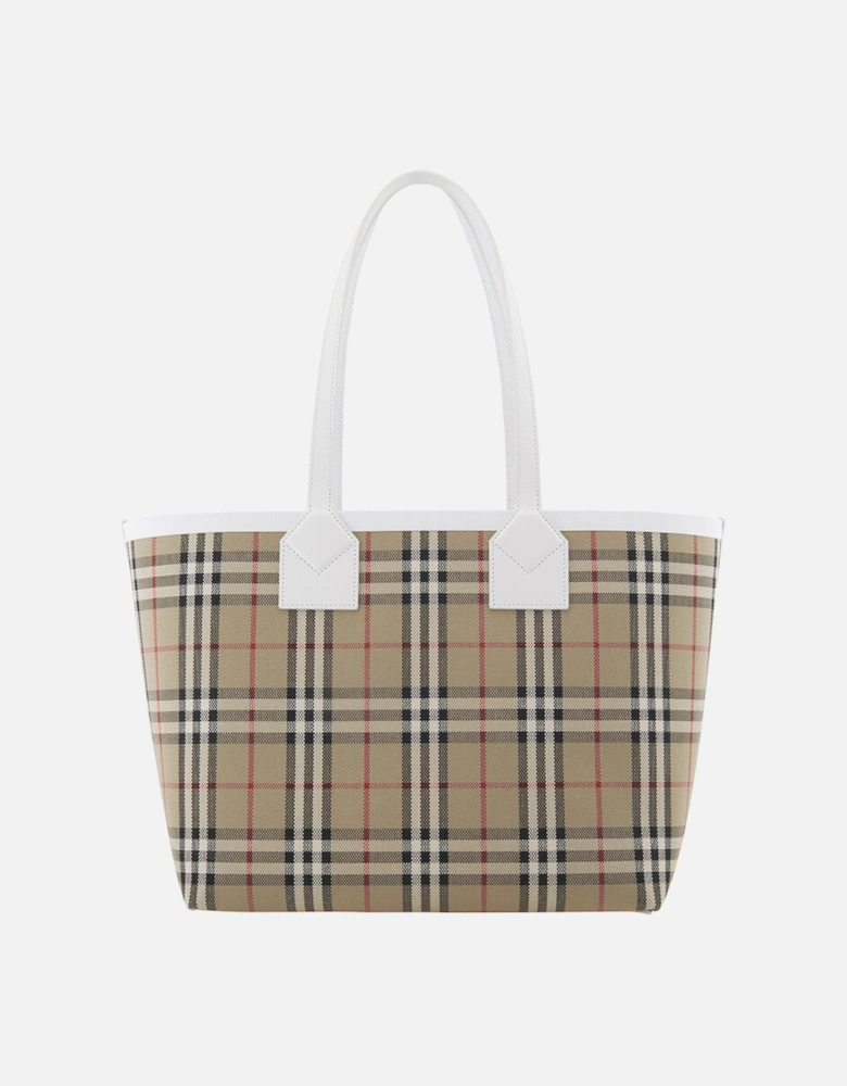Check Cotton Canvas Medium London Tote