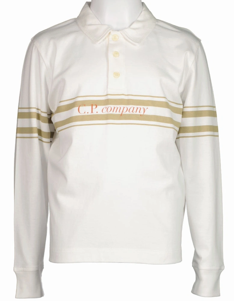 C.P. Junior Long Sleeve Stripe Logo Polo