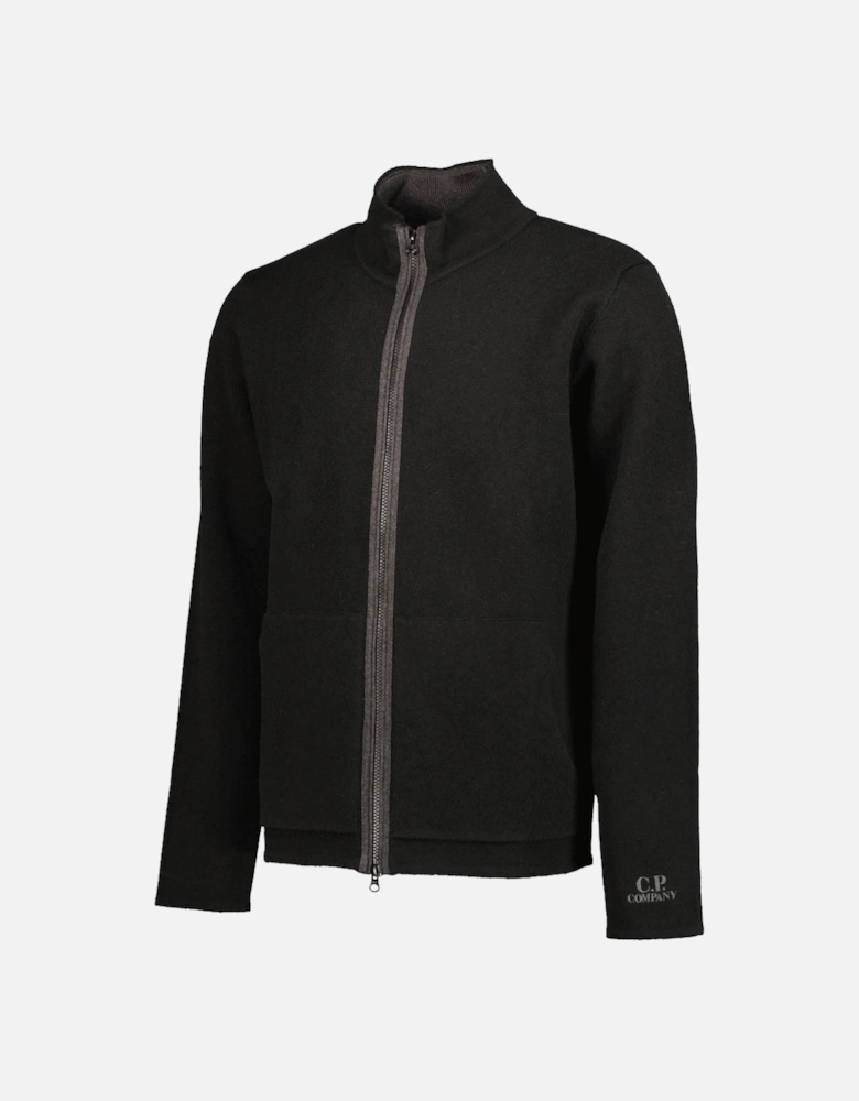 Embroidered Cuff Logo Zip Knit