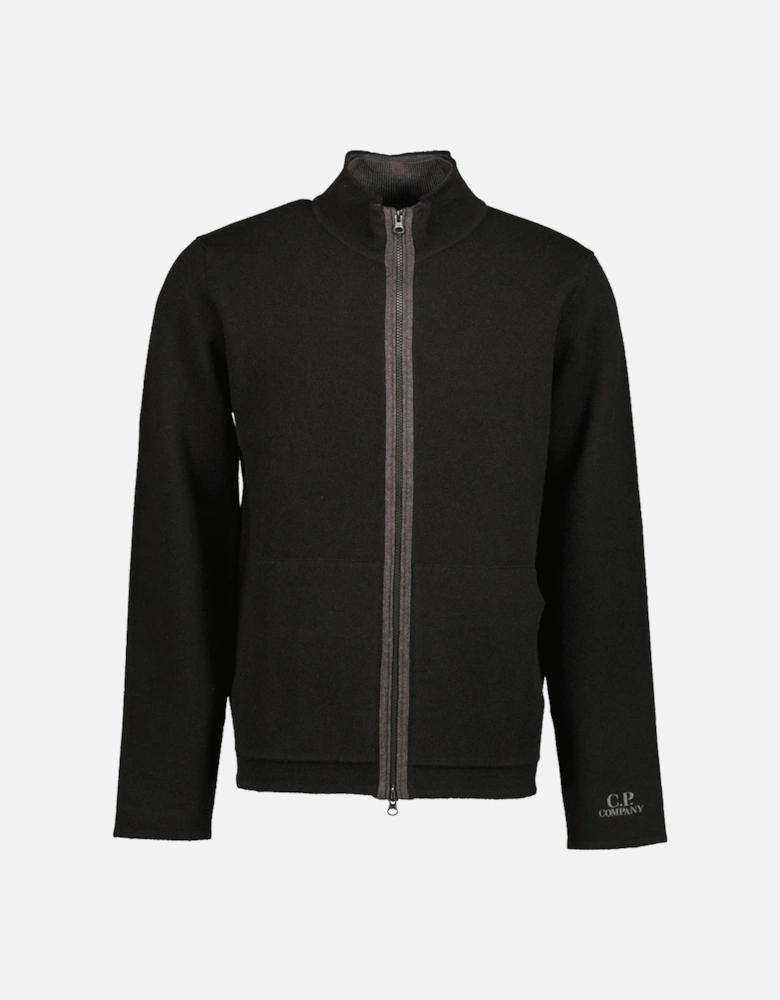 Embroidered Cuff Logo Zip Knit