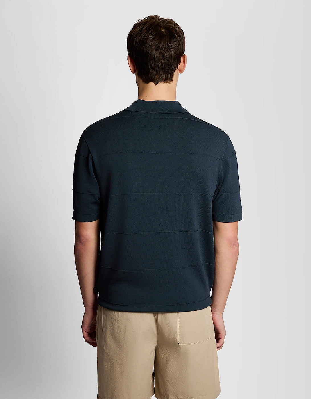 Open Collar Fine Knitted Polo Shirt