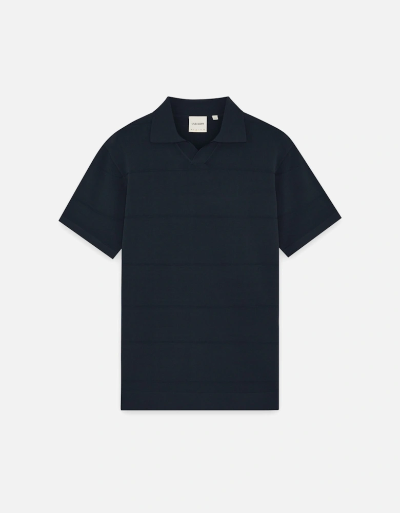 Open Collar Fine Knitted Polo Shirt