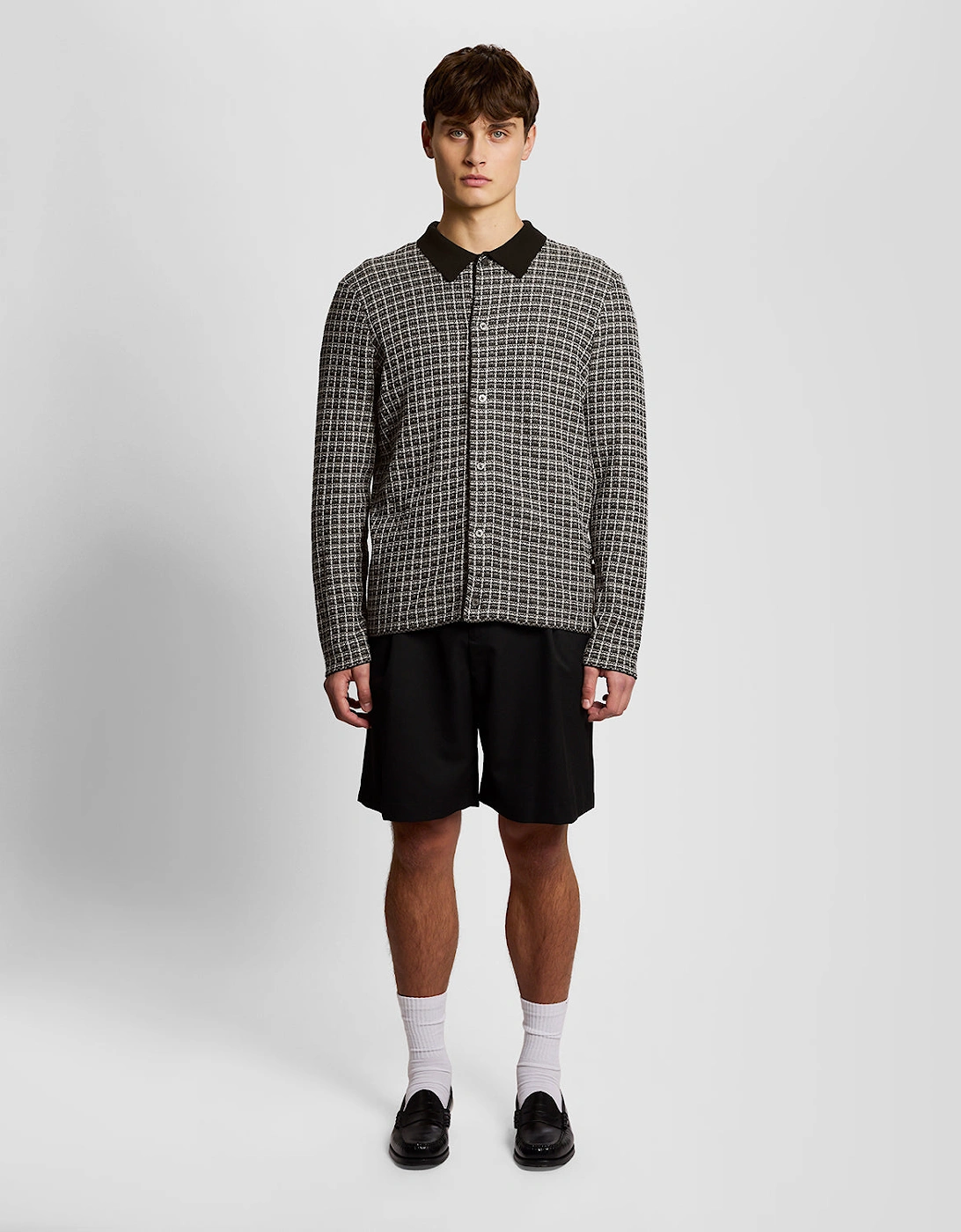 Basketweave Knitted Collared Cardigan