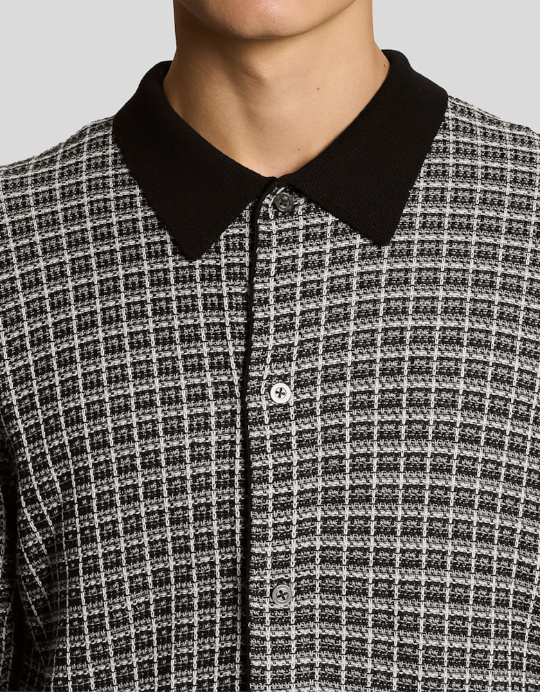 Basketweave Knitted Collared Cardigan