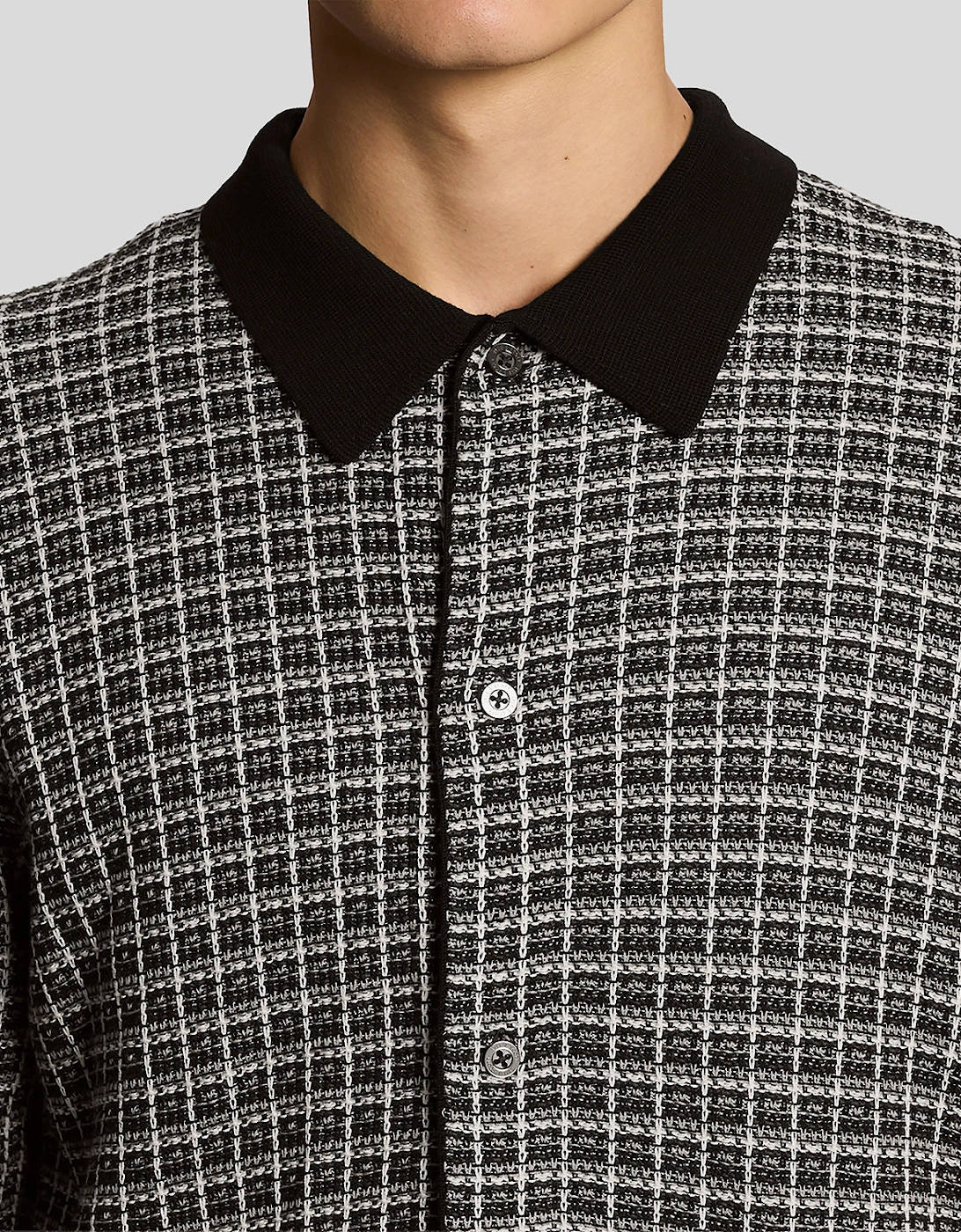 Basketweave Knitted Collared Cardigan