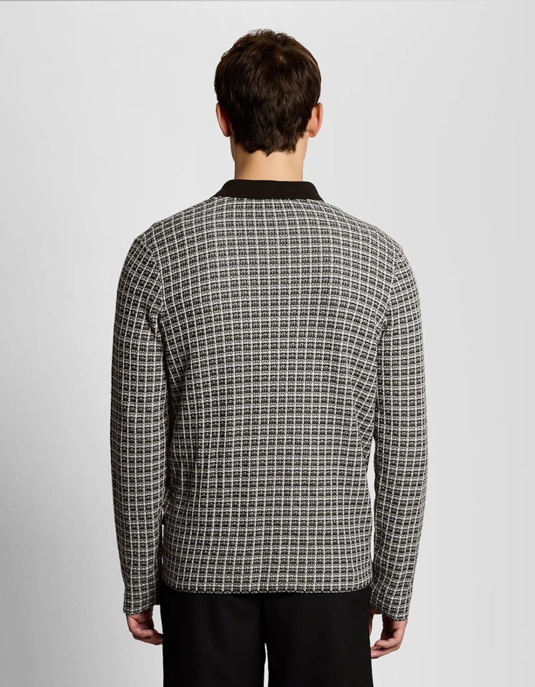 Basketweave Knitted Collared Cardigan