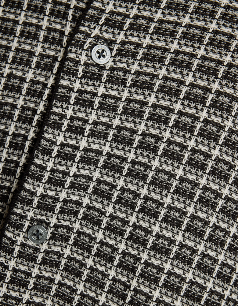 Basketweave Knitted Collared Cardigan