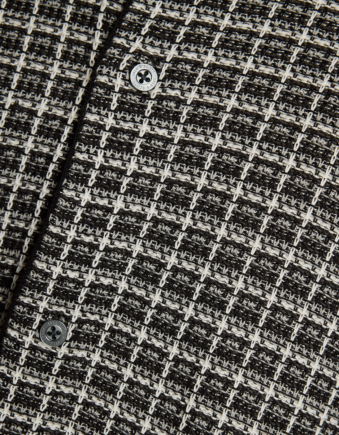 Basketweave Knitted Collared Cardigan