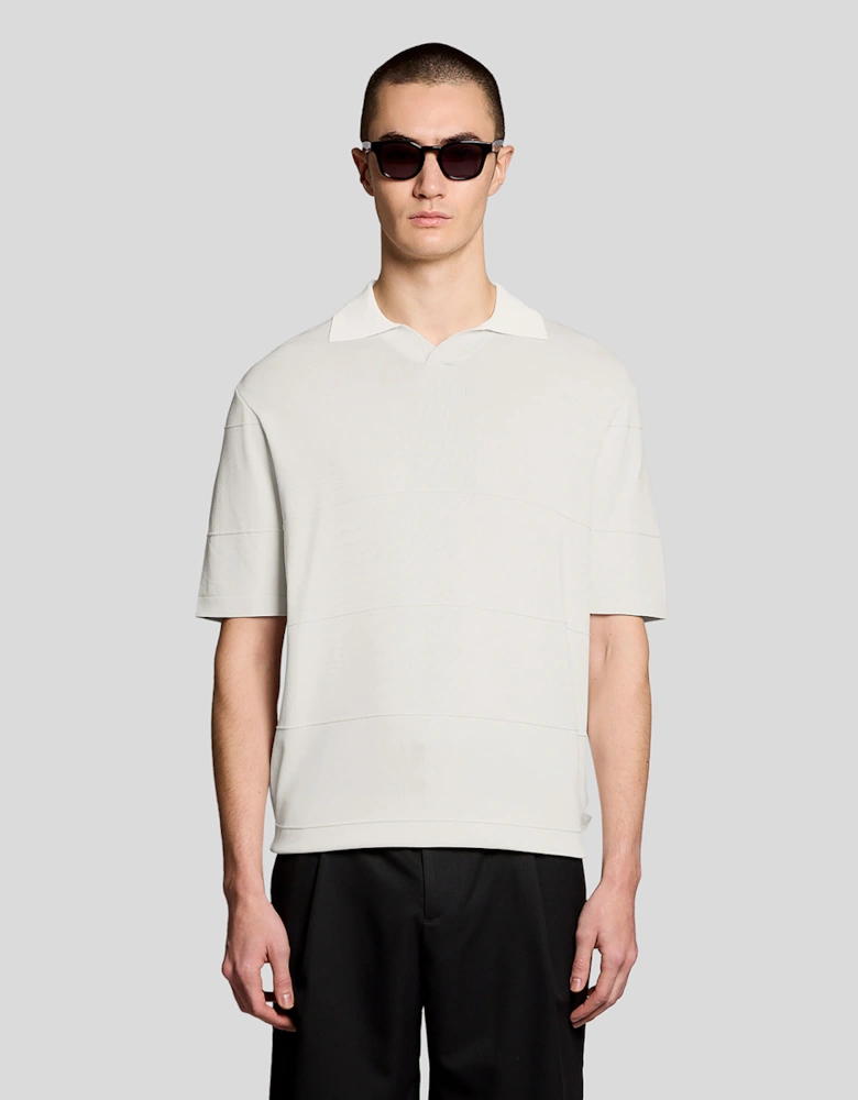 Open Collar Fine Knitted Polo Shirt