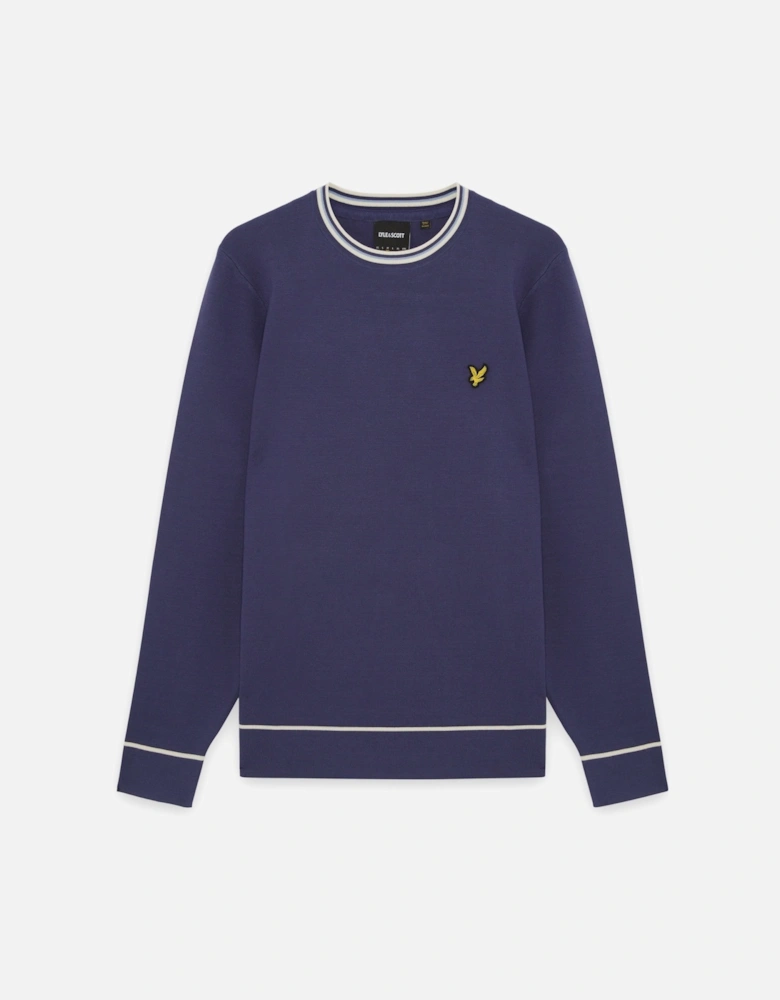 Tipped Knitted Crew Neck Jumper