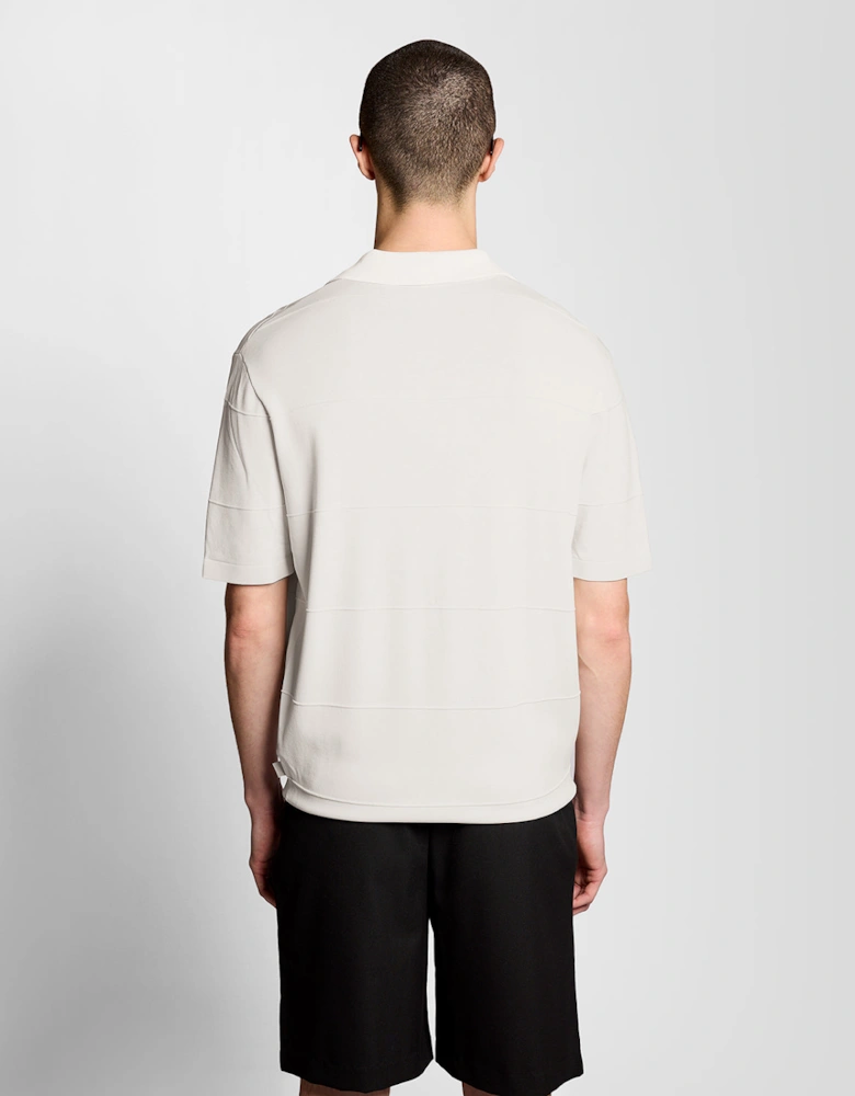 Open Collar Fine Knitted Polo Shirt