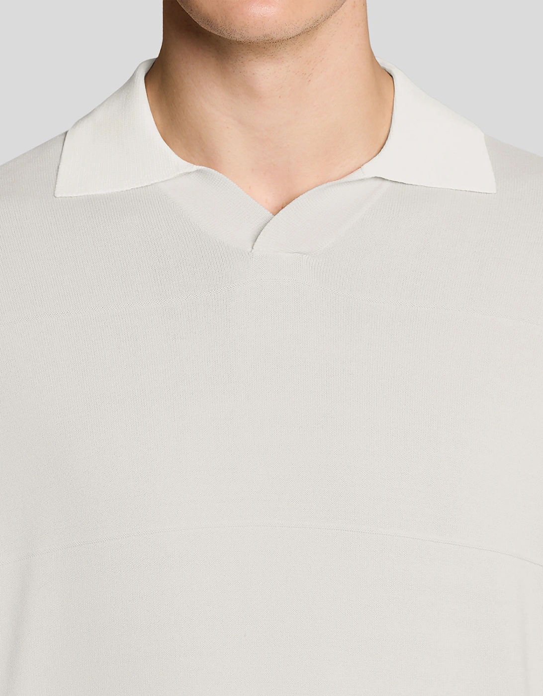 Open Collar Fine Knitted Polo Shirt