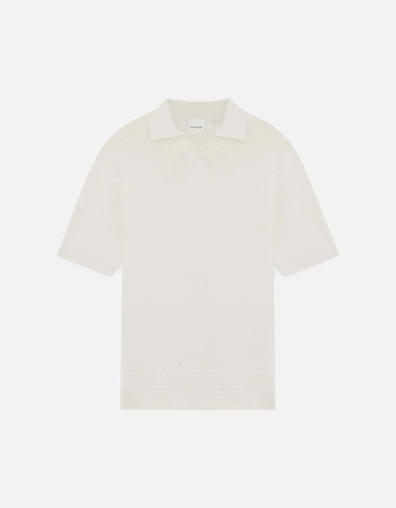 Open Collar Fine Knitted Polo Shirt