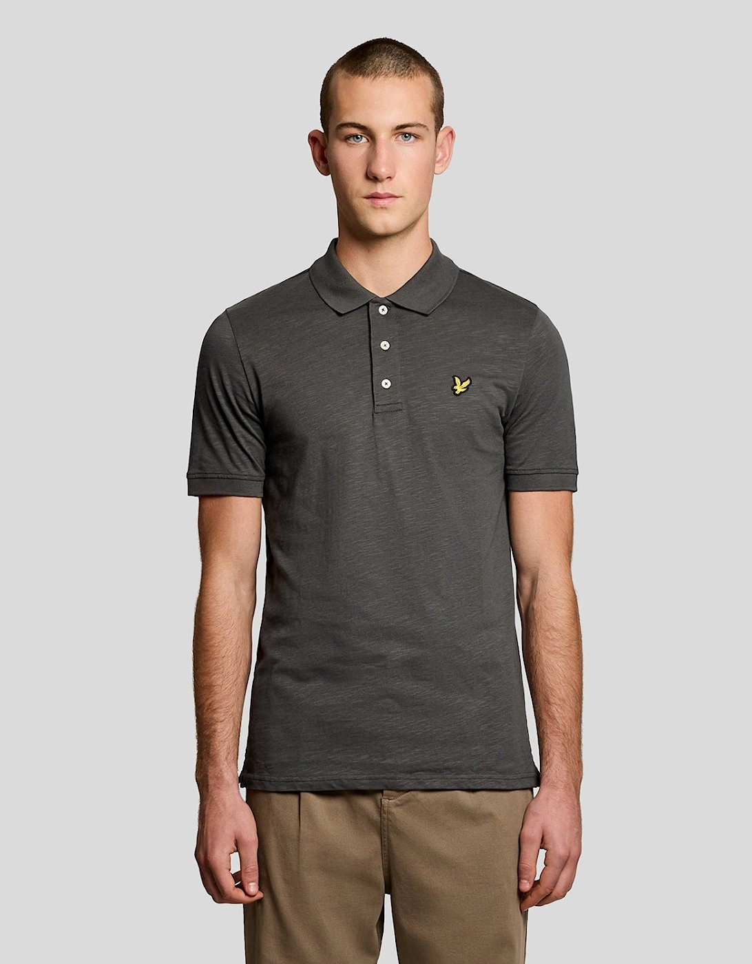 Lyle And Scott Men's Grey Fine Cotton Slub Polo Shirt  34 Xs