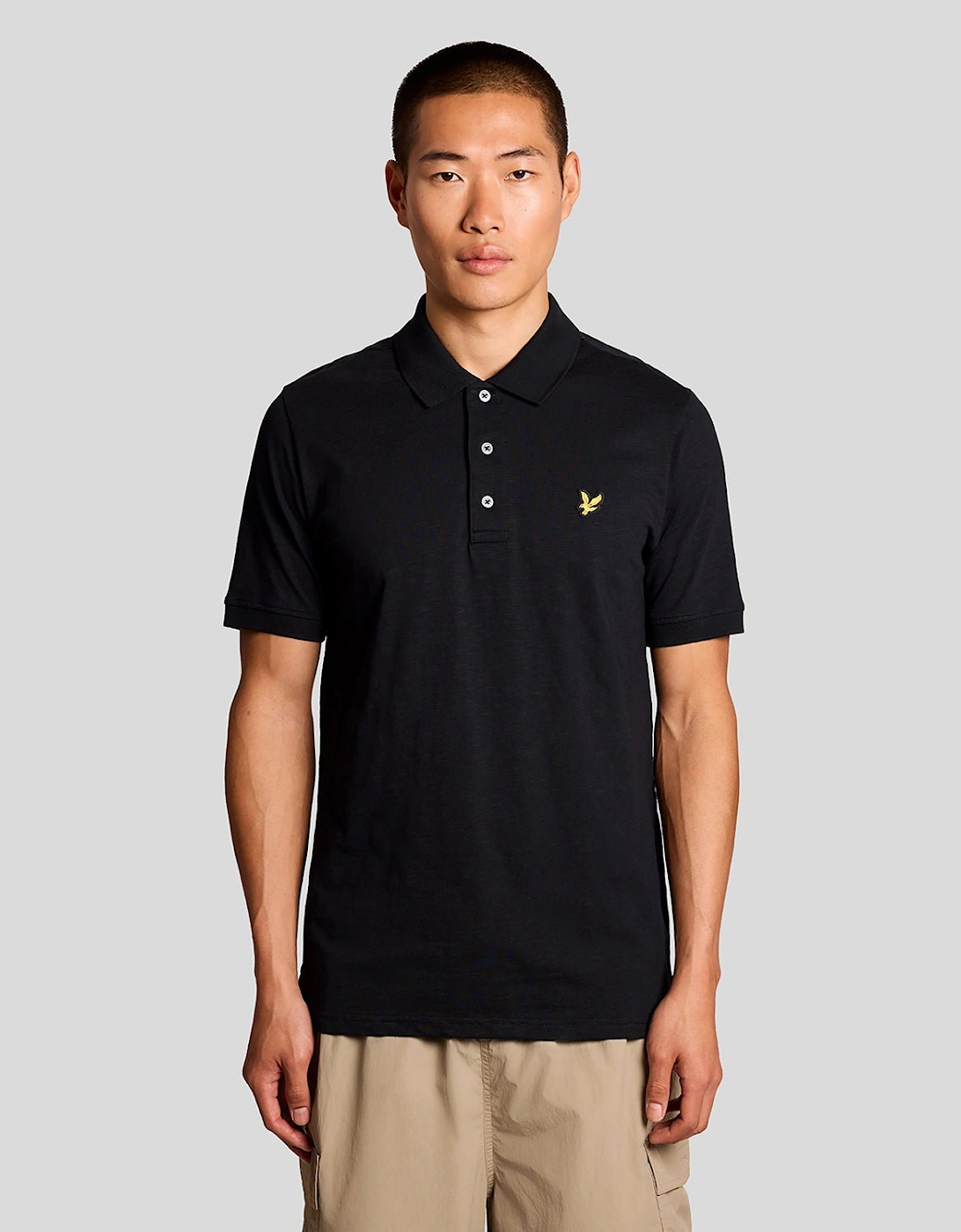 Lyle And Scott Men's Black Fine Cotton Slub Polo Shirt  38 M