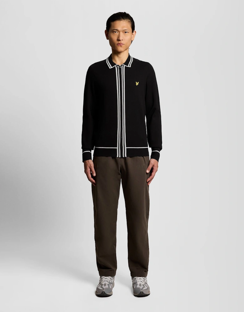 Tipped Full Zip Knitted Jumper