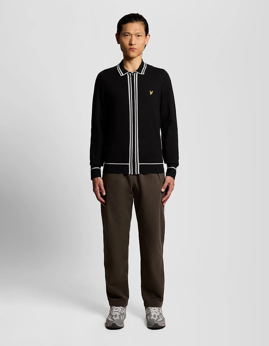 Tipped Full Zip Knitted Jumper