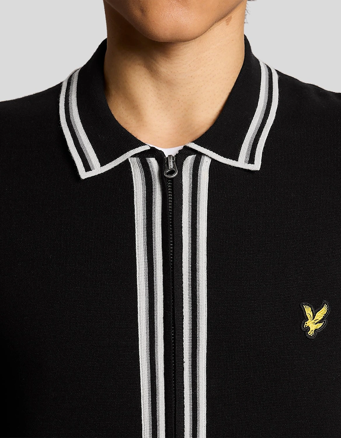 Tipped Full Zip Knitted Jumper