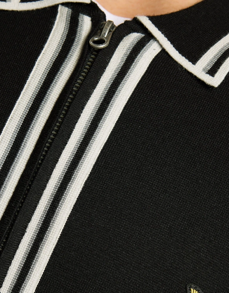 Tipped Full Zip Knitted Jumper