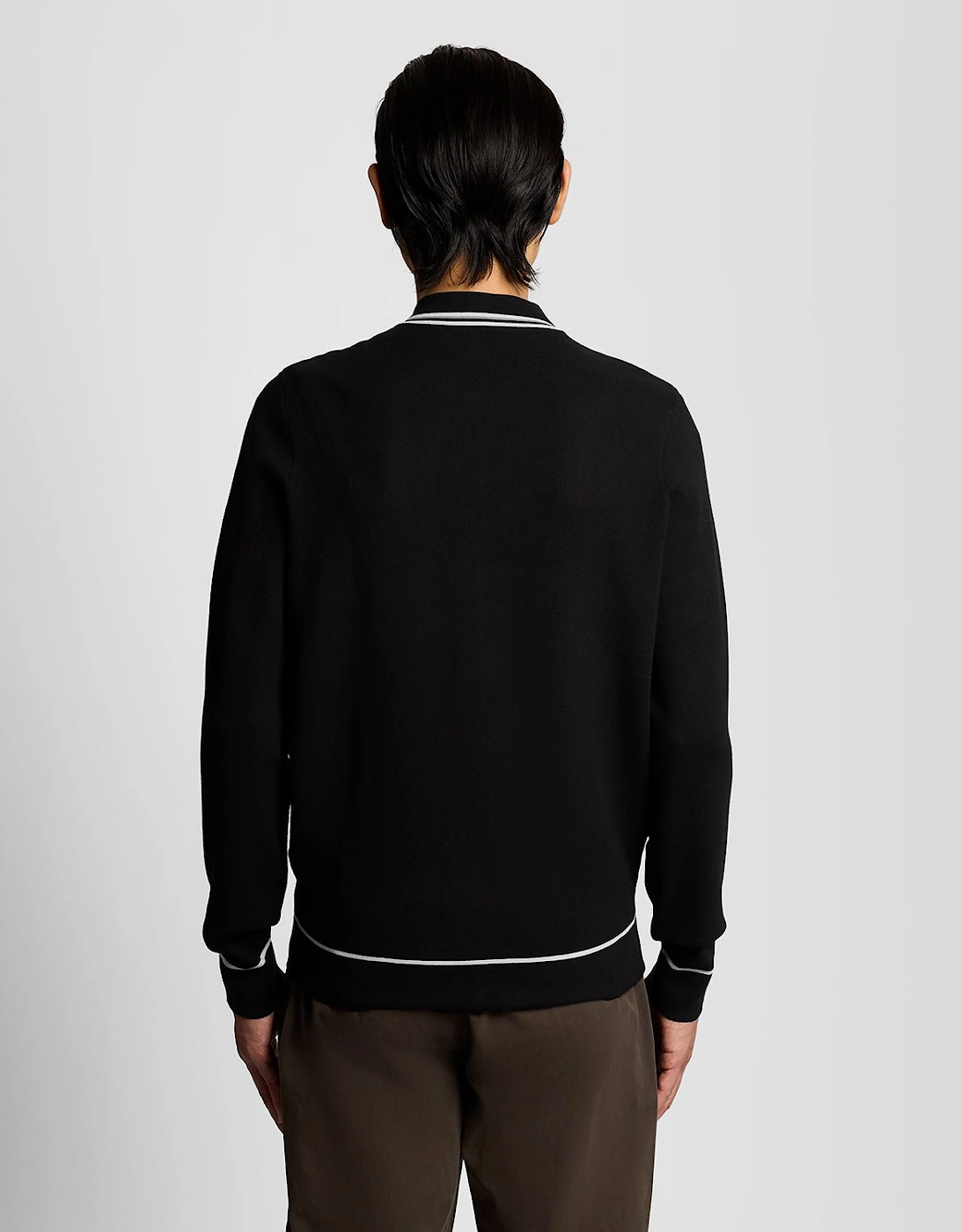 Tipped Full Zip Knitted Jumper