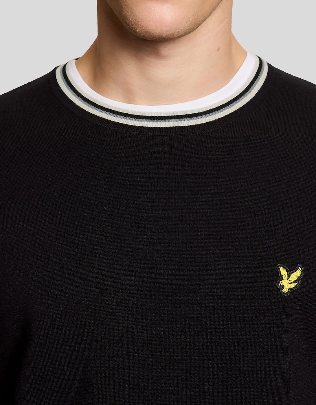 Tipped Knitted Crew Neck Jumper