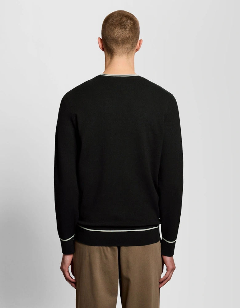 Tipped Knitted Crew Neck Jumper