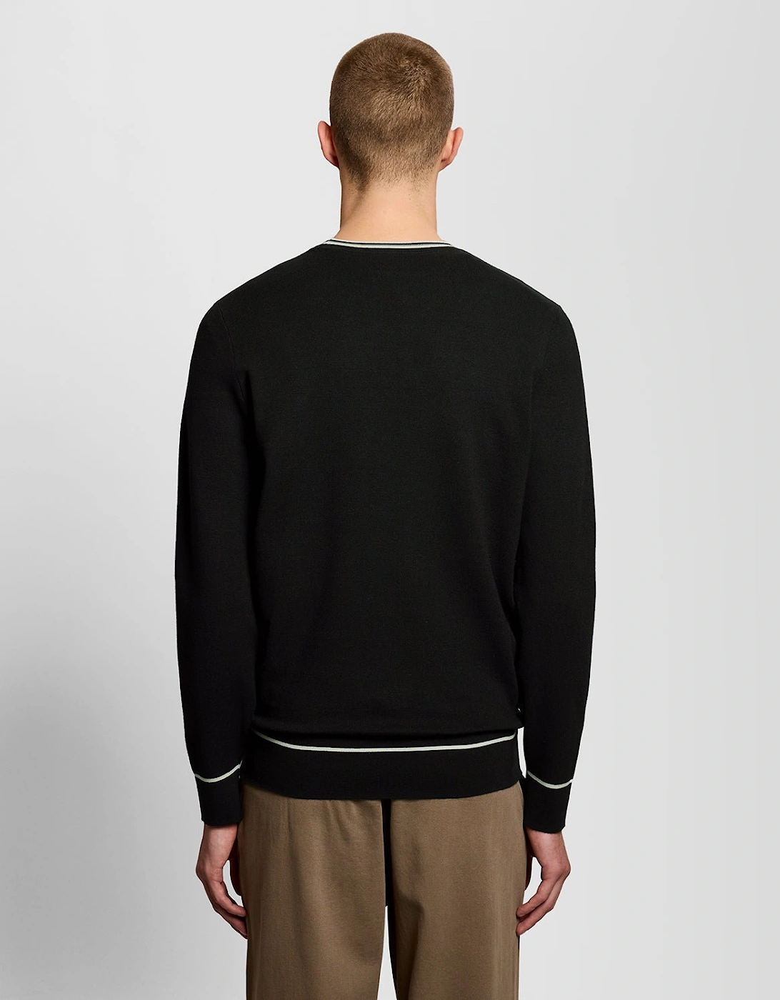 Tipped Knitted Crew Neck Jumper