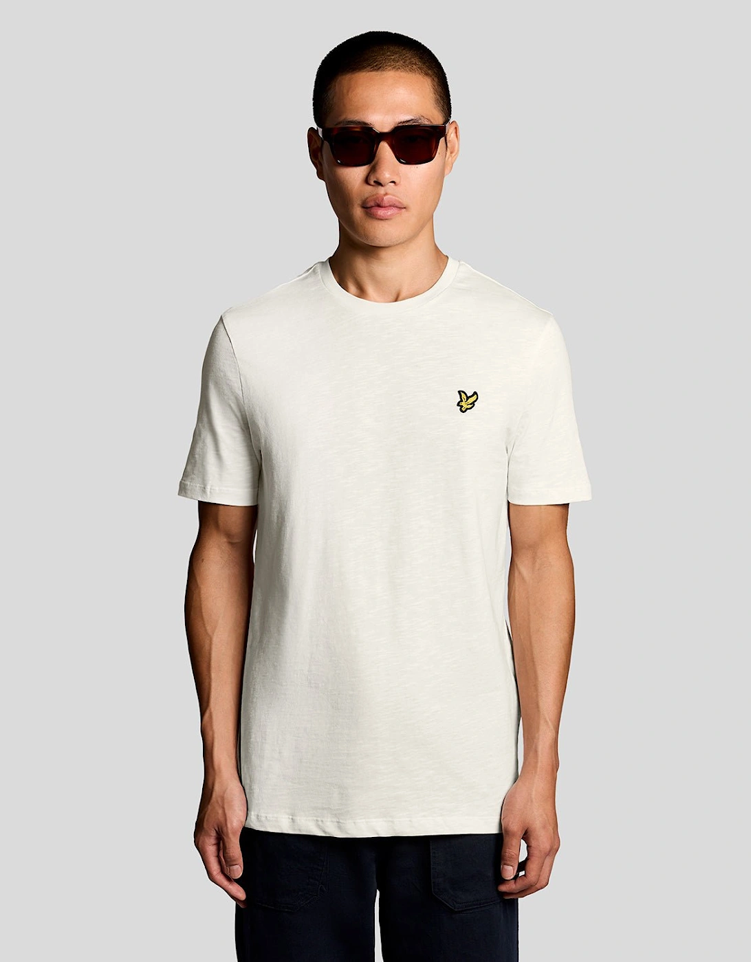 Lyle And Scott Men's White Fine Cotton Slub T-Shirt  44 Xxl
