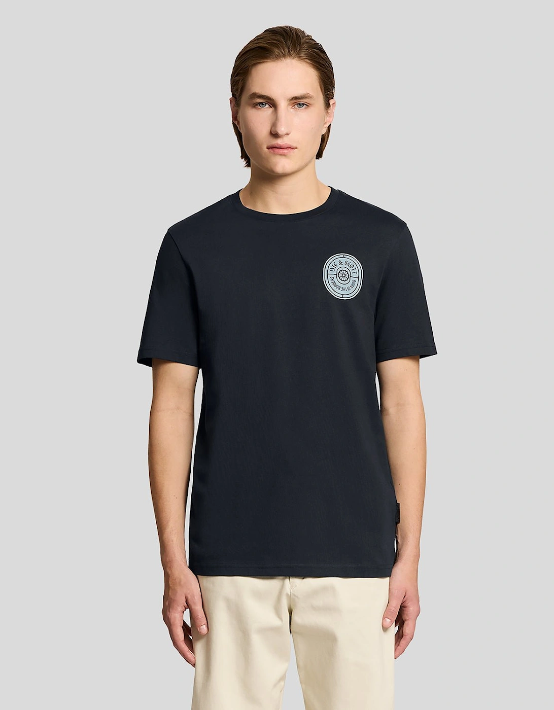 Lyle & Scott Dark Navy Lyle Scott Border Graphic Tee - Image 3