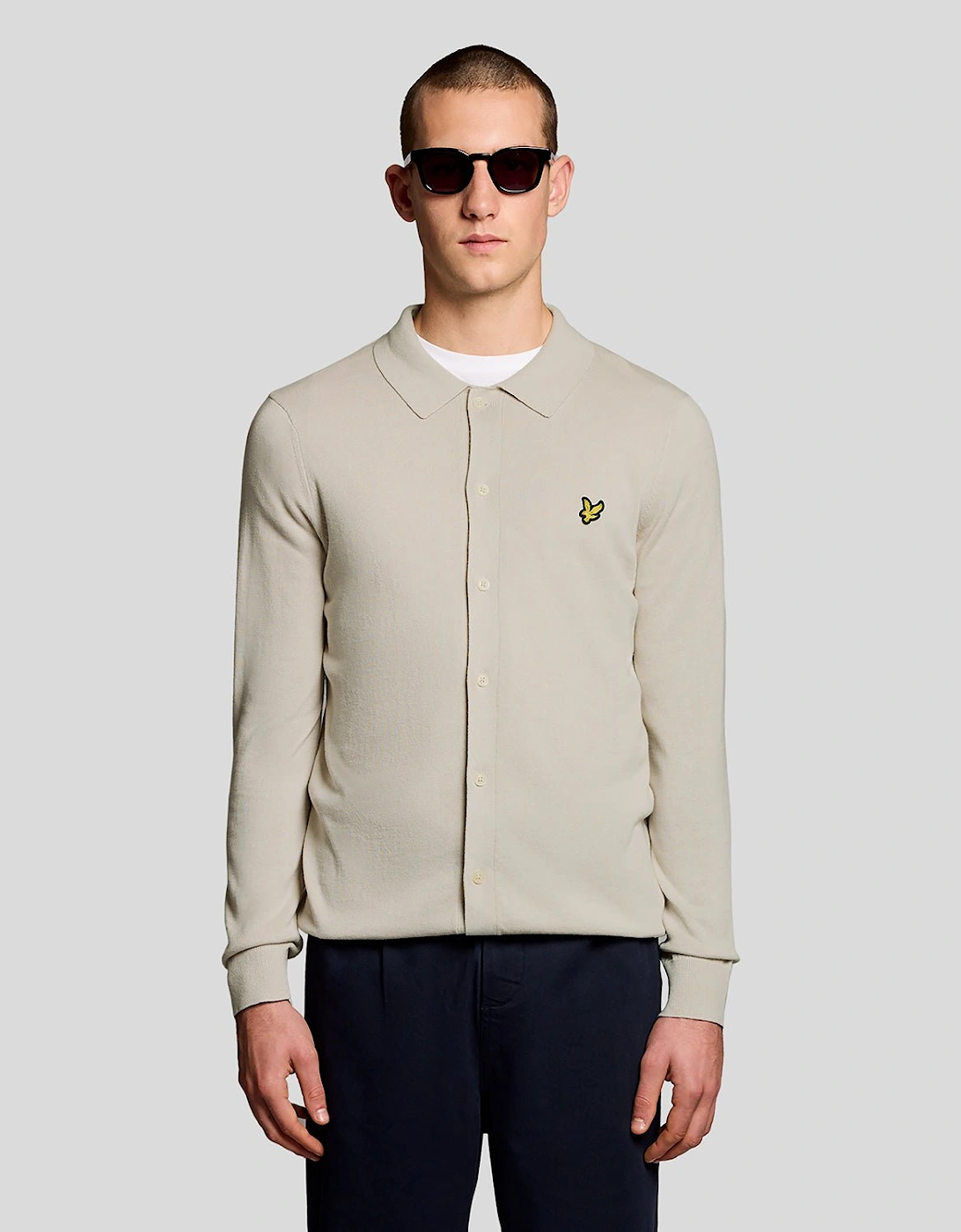 Lyle And Scott Men's Tan Cotton Knitted Shirt  38/Regular M