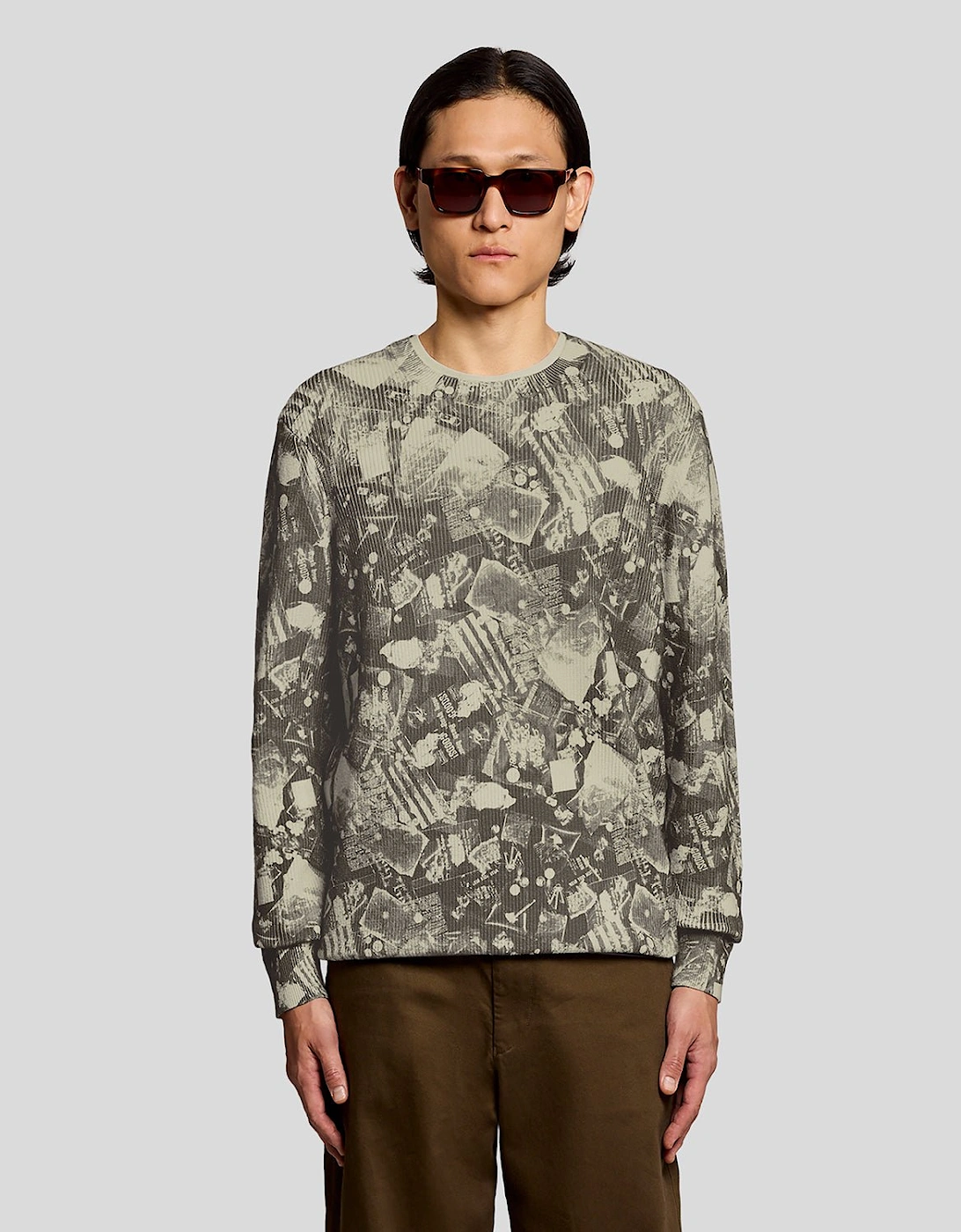 Lyle And Scott Men's Printed Crew Neck Jumper  34 Xs