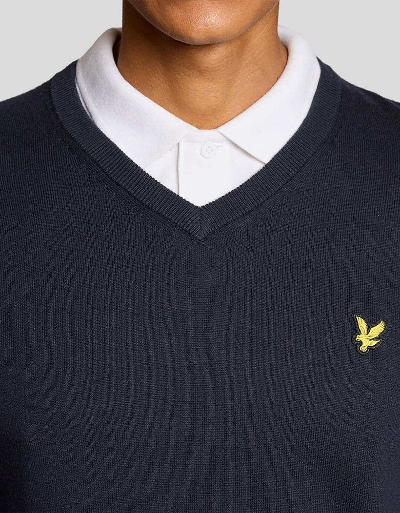 Cotton Blend V-Neck Jumper