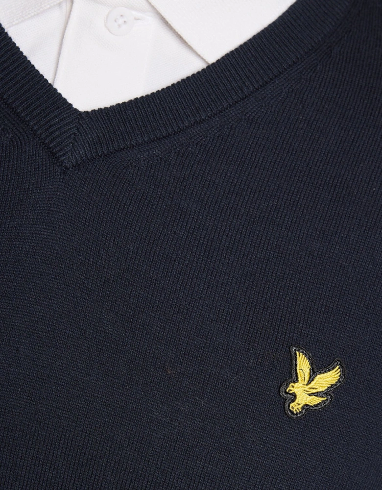 Cotton Blend V-Neck Jumper