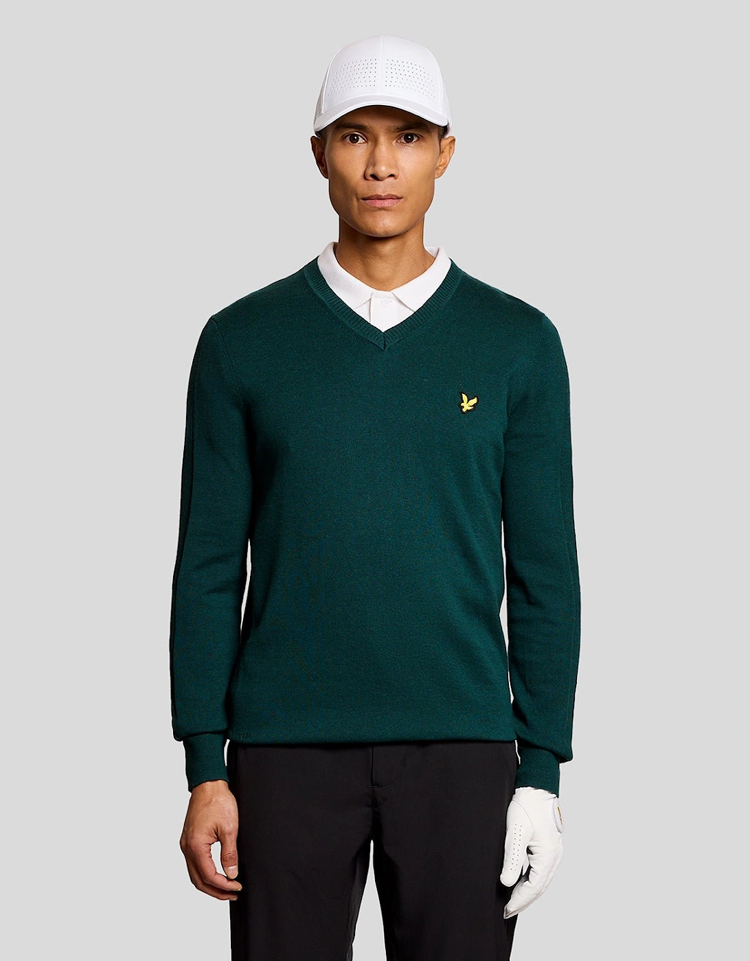 Lyle And Scott Men's Green Cotton Blend V-Neck Jumper  42 Xl