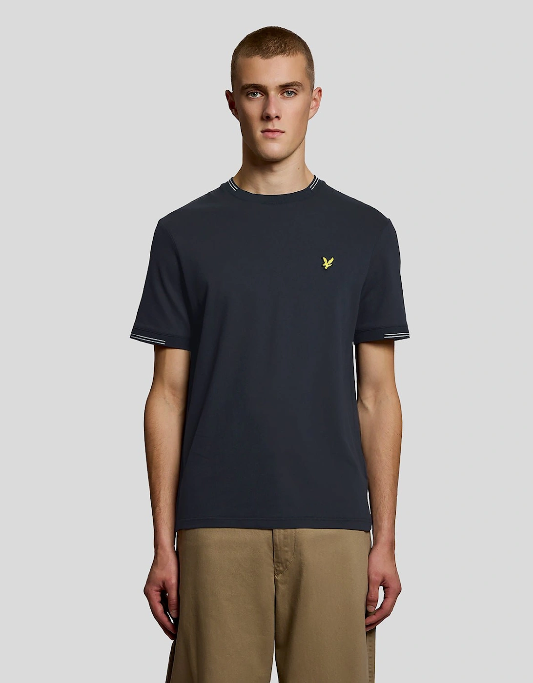 Lyle And Scott Men's Black Fine Cotton Tipped T-Shirt - Size 38