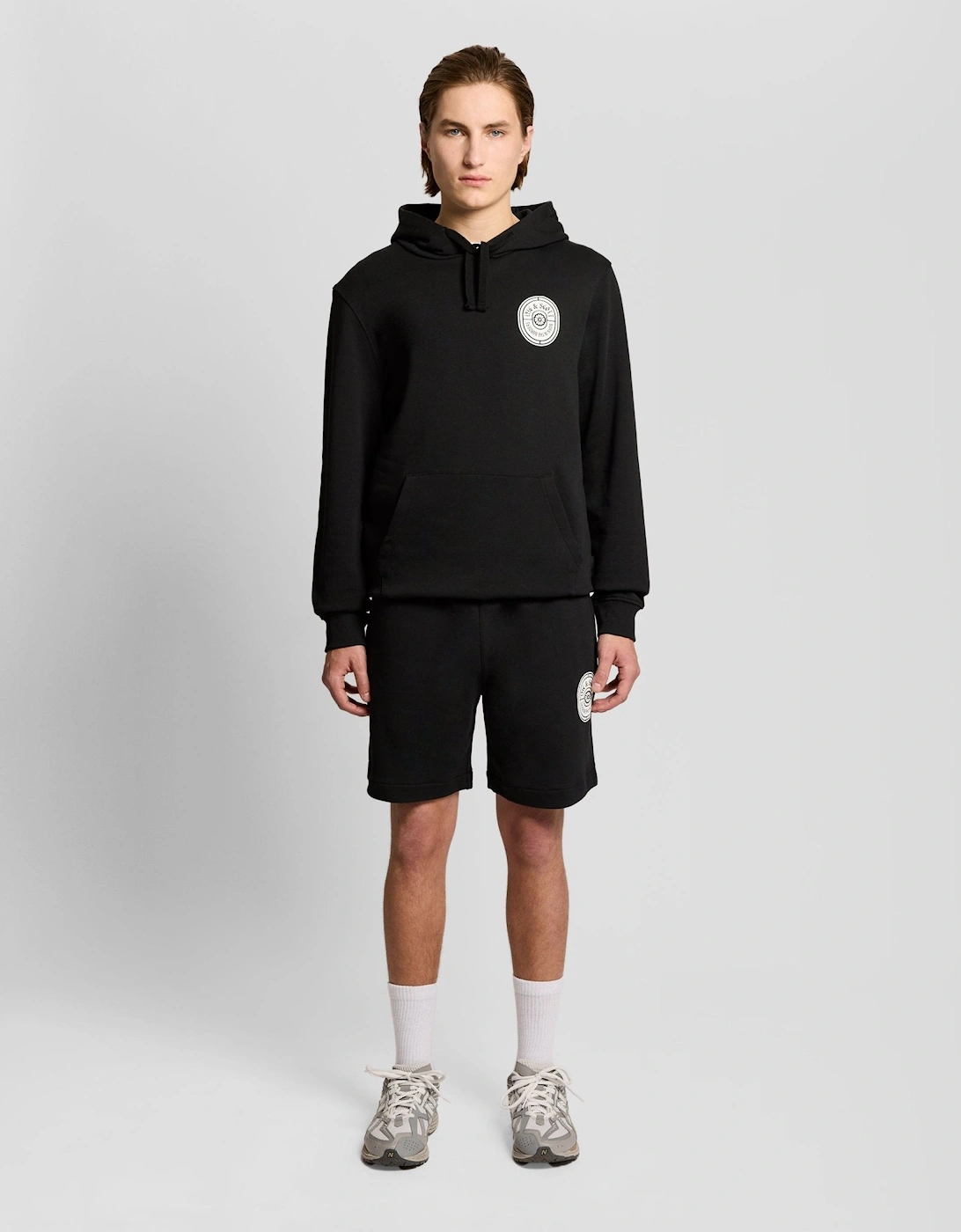 Lyle And Scott Men's Black Graphic Badge Cotton Sweat Shorts  L