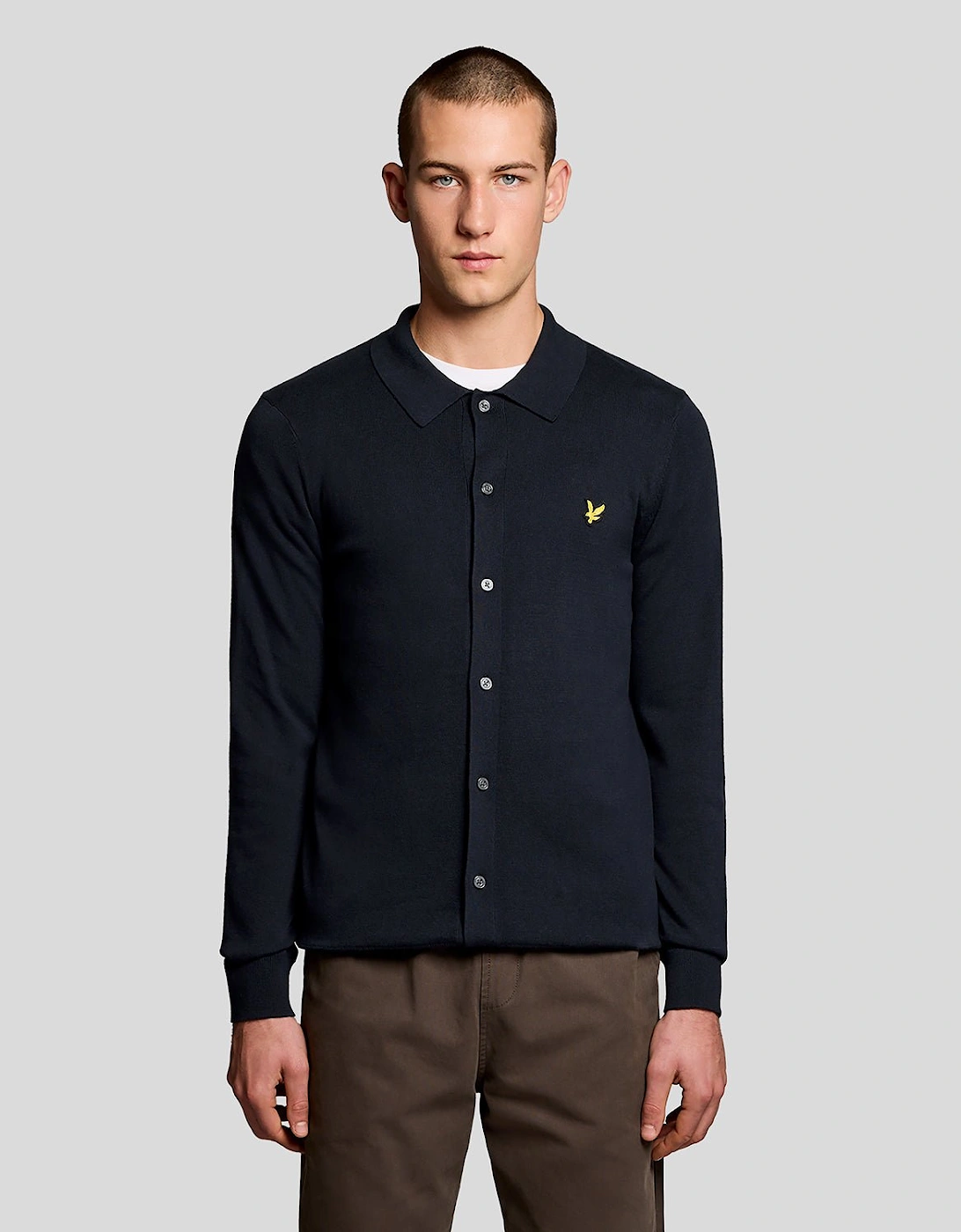 Lyle And Scott Men's Black Cotton Knitted Shirt  Regular/34 Xs